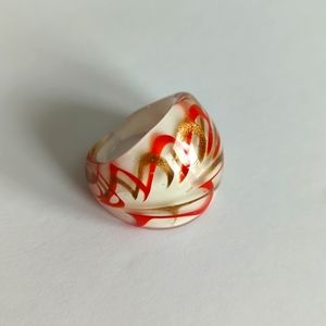 Retro Glass Ring - Size 6-6.5